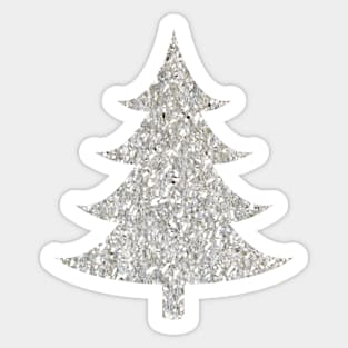 Minimalistic Silver Faux Glitter Christmas Tree Sticker